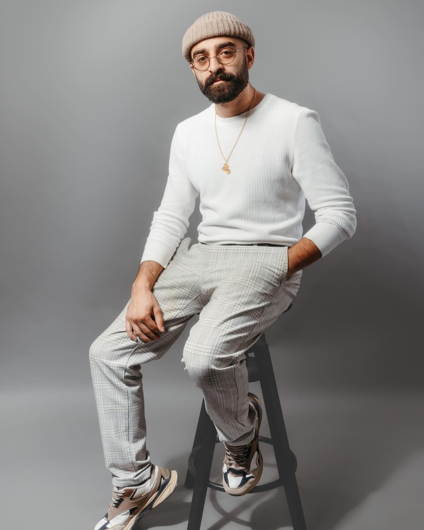 Full-length studio portrait of Younis Dhaher