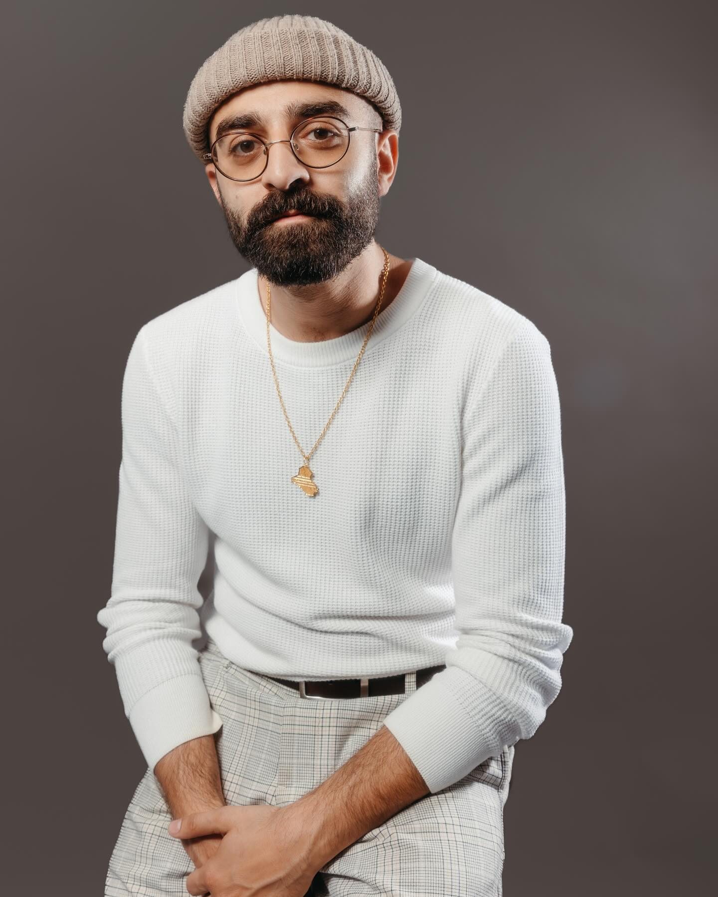 Close studio portrait of Younis Dhaher